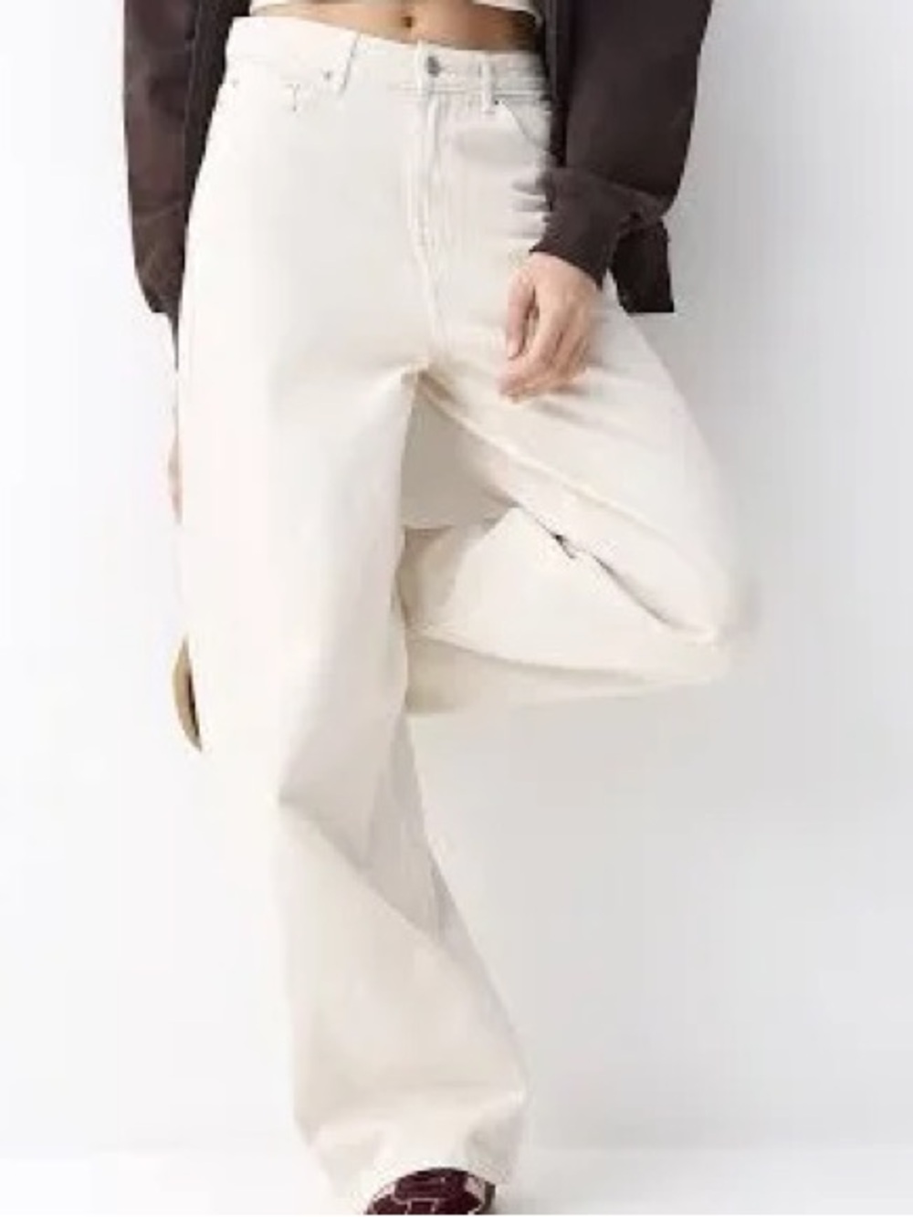 Simons Cream Wide-Leg Jeans